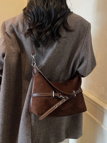 Women Retro Matte PU Leather Dumpling Bag Vintage Commuting Shoulder Underarm Bag Adjustable Strap Crossbody Bag Fashion Handbag