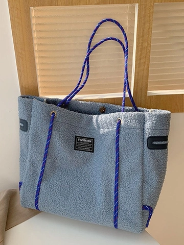 Bolso Tote de Felpa de Gran Capacidad para Mujer Bolso de Hombro de Piel de Cordero Sintética Informal de Invierno Bolso Suave