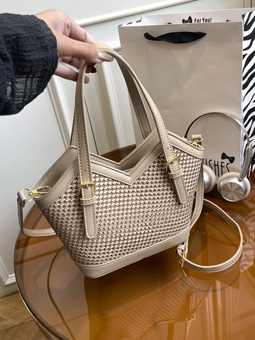 Borsa a Spalla da Donna Urban Semplice in Pelle PU Intrecciata Patchwork Vintage Apertura a V Strass Borsa a Mano Pendolare Tracolla