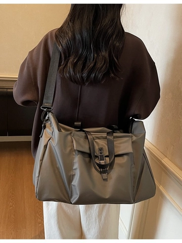 2026 Women Large Capacity Travel Bag Waterproof Nylon Gym Bag Casual Sports Tote With Trolley Sleeve Duffel Shoulder Bag