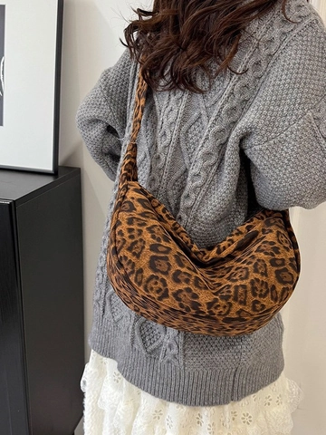 Dames Retro PU Leer Luipaard Zebra Print Hobo Tas Grote Capaciteit Halve Maan Crossbody Tas Casual Woon-werk Schoudertas