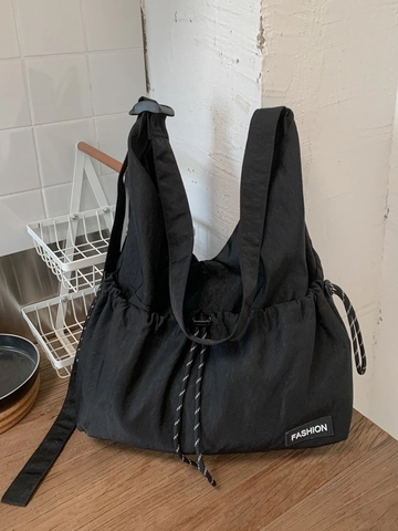 Borsa a Tracolla Donna Grande Capacità con Coulisse Casual Plissettata Borsa a Spalla Tote per Scuola Lavoro Sport Viaggio Hobo Bag