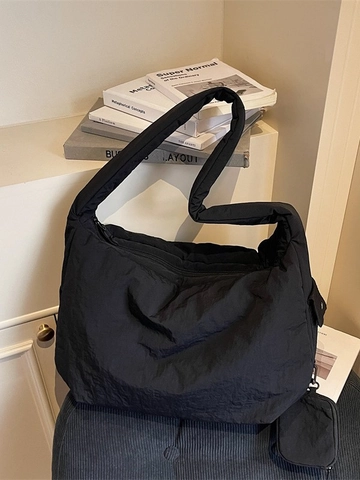 Große Kapazität Waschtuch Umhängetasche Für Damen Plissiert Hobo Schultertasche Minimalistisch Täglich Pendler Bag Messenger Tasche