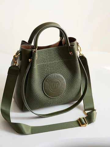 Damen PU Leder Beuteltasche Webmuster Geprägtes Design Handtasche Umhängetasche Mit Breitem Verstellbarem Schultergurt Alltag