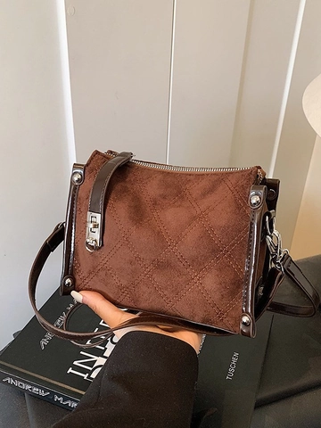 Vintage Gesteppte PU Leder Umhängetasche Für Damen Schicke Kleine Quadratische Schultertasche Mit Silberner Metallschnalle Retro Handtasche