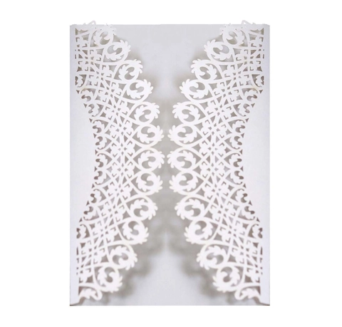 Elegante Lasergeschnittene Hochzeitseinladungskarten Perlmuttpapier Hohlspitze Grußkarten Mit Schleife Für Hochzeit Party