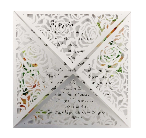 Laser Geschnittene Rose Hochzeit Einladungskarten Hohl Aus Perlmuttpapier Elegante Europäische Stil Feier Party Grußkarten
