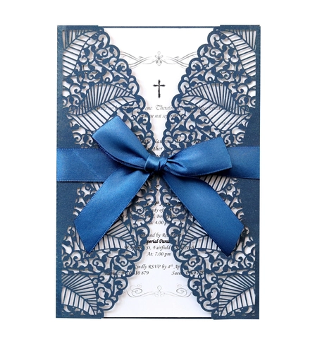 Invito di Matrimonio Taglio Laser in Stile Europeo Con Fiocco in Raso Biglietto d Auguri Floreale per Matrimonio Compleanno
