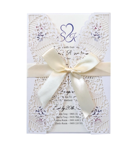 Invito di Matrimonio Taglio Laser in Stile Europeo Con Fiocco in Raso Biglietto d Auguri Floreale per Matrimonio Compleanno