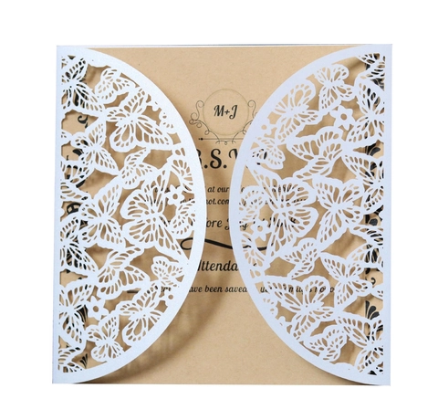 Hohl Schmetterling Hochzeit Einladungskarte Mit Kraftpapier Einlage Und Satinband Schleife Für Verlobung Party Einladungen