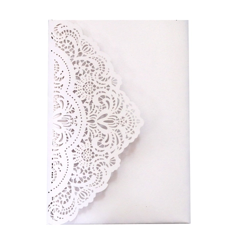 Elegant White Laser Cut Wedding Invitations With Envelopes Hollow Floral Lace Wedding Invitation Cards For Marriage Party Celebration