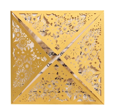 Eleganti Inviti Matrimonio Traforati a Laser Motivo Floreale Carta Perlata Biglietti d'Auguri per Fidanzamento Festa Celebrazione