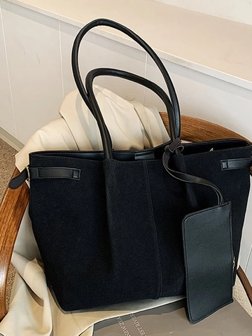 Sac Fourre-Tout Rétro en Cuir PU Givré pour Femmes Grande Capacité Minimaliste Décontracté Navettage Sac à Épaule Avec Ensemble Sac