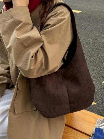 Bolso de Hombro Hobo de Gran Capacidad de Gamuza Vintage para Mujer Bolso Tote Cepillado de Color Sólido Con Hebilla Magnética