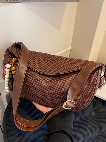 Mode Gewebte PU Knödeltasche Umhängetasche Für Damen Retro Casual Bohemian Schultertasche Mit Perlendekoration Tägliche Handtasche