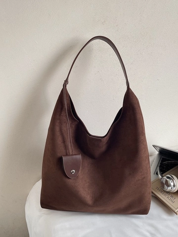 Borsa Tote in PU da Donna di Grande Capacità Borsa a Spalla Minimalista in Tessuto Scamosciato Smerigliato per Pendolari Studenti