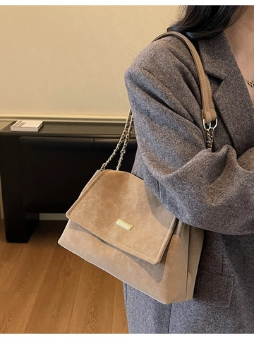 Bolso Tote de Cuero PU de Gran Capacidad Vintage Para Mujer Bolso de Hombro con Cadena de Moda Bolso de Bandolera Retro de Color Sólido
