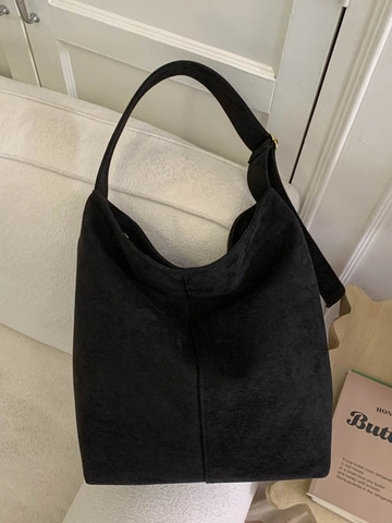 Borsa a Secchiello in Effetto Scamosciato Grande Capacità Minimalista Smerigliata Borsa a Tracolla Donna Hobo Borsa Giornaliera