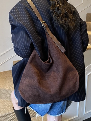 Bolso Tote Vintage de Gran Capacidad para Mujer de Cuero PU Esmerilado Bolso de Hombro Hobo Color Sólido Casual Diario Oficina