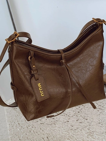 Bolso Tote de Cuero PU Vintage Gran Capacidad Bolso de Hombro Cruzado para Mujer Oficina Trabajo Moda Hobo