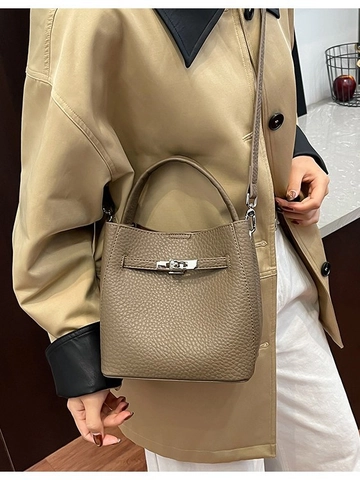 Retro PU Leder Beuteltasche Für Damen Wildleder Textur Große Kapazität Handtasche Lässige Umhängetasche Mit Metallschloss