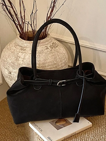 Borsa Tote da Donna in Pelle PU di Grande Capacità Borsa a Spalla Minimalista Retrò Moda Pendolare Borsa per la Spesa Quotidiana