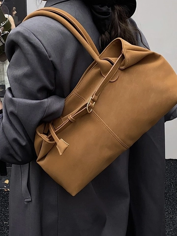 Borsa Tote da Donna in Pelle PU di Grande Capacità Borsa a Spalla Minimalista Retrò Moda Pendolare Borsa per la Spesa Quotidiana
