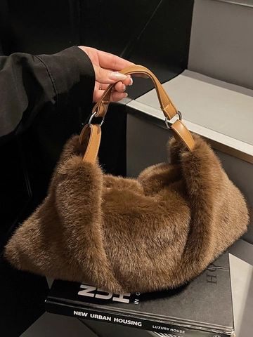 Bolso Tote de Piel Sintética para Mujer Invierno Gran Capacidad Bolso de Hombro Con Correa Ajustable de Cuero PU Cremallera