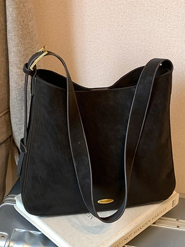 Sac Fourre-tout Minimaliste en Cuir PU Mat pour Femmes Grande Capacité Sac à Bandoulière Avec Décoration Métallique Sac à Main