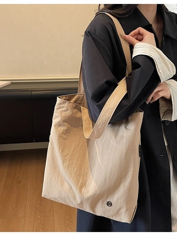 Waterproof Fabric Large Capacity Tote Bag For Women Casual Commuter Shoulder Bag Minimalist Solid Color Large Shopping Bag Handbag