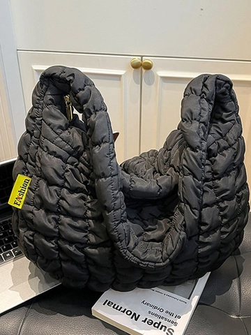 Borsa Tote Imbottita Grande Capacità da Donna in Tessuto Oxford Borsa a Tracolla Moda Cloud Borsa a Spalla Casual