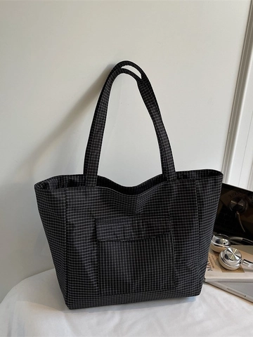 Grande Capacità Borsa Tote in Tessuto Oxford a Quadri da Donna Moda Griglia Borsa a Spalla per Pendolarismo Scuola Quotidiana Casuale Borsa a Mano