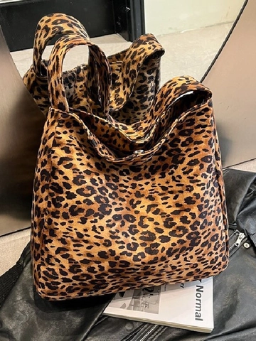 Dames Vintage Luipaardprint Tote Bag Grote Capaciteit Nylon Schoudertas Retro Hobo Handtas Dagelijkse Casual Tas