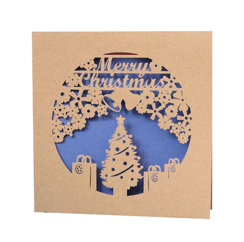 Biglietto Auguri Buon Natale Vintage Europeo Taglio Laser Albero Di Natale Fiocco Di Neve Design Carta Perlata Invito