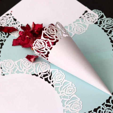 Laser Cut Rose Paperboard Wedding Confetti Cones Elegant Hollow Petal Holder For Marriage Ceremony Party Event Decoration