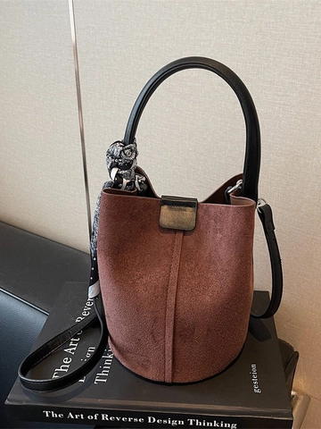 Vintage Dames Matte PU Emmer Tas Handtas Crossbody Schoudertas Met Decoratieve Sjaal Elegante Mode Dames Handtas