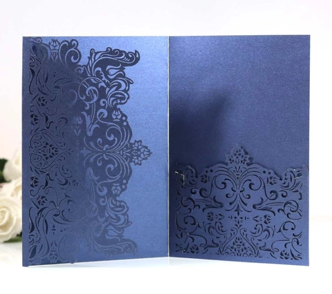 Laser Cut Wedding Invitations Pearlescent Paper Hollow Floral Invitation Cards For Engagement Banquet Party Classic Cards