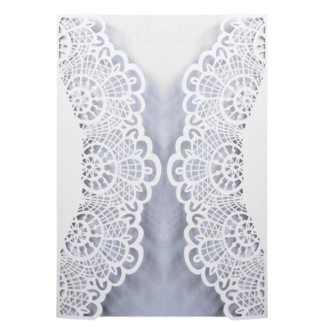 Eleganti Inviti di Matrimonio Taglio Laser Pizzo Traforato Floreale Copertine per Inviti Con Fiocco per Banchetti Feste