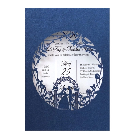 Elegant Laser Cut Wedding Invitations Hollow Floral Couple Silhouette Pearlescent Paper Invitation Greeting Card Wedding