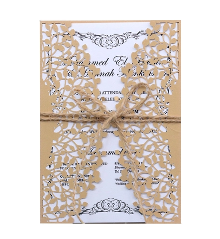 Lasergeschnittene Hochzeitseinladungen Im Europäischen Stil Aus Perlpapier Mit Hohlem Blattmuster Für Verlobungsfeier Karten