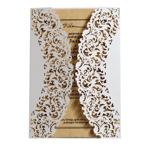 European Laser Cut Hollow Invitation Cards For Wedding Ceremony Elegant Floral Pearl Paper Greeting Card Set With Envelopes