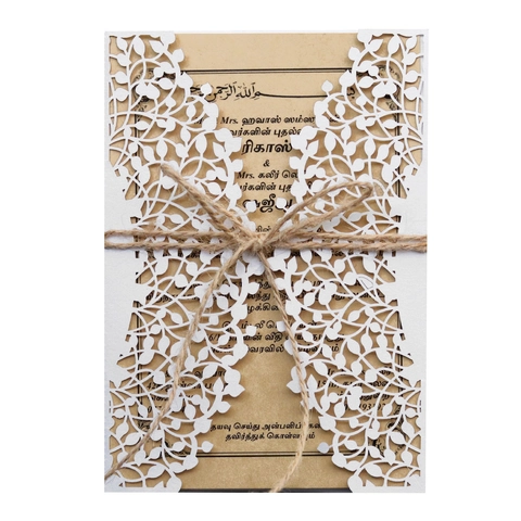 Lasergeschnittene Hochzeitseinladungen Im Europäischen Stil Aus Perlpapier Mit Hohlem Blattmuster Für Verlobungsfeier Karten