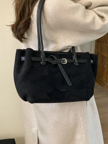Minimalistische Retro Grote Capaciteit Tote Bag Suède PU Leer Forens Schoudertas Voor Dames Handtas Bruin Khaki