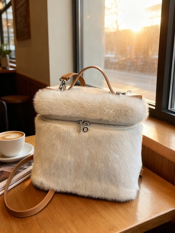 Women Retro Plush Handbag Solid Color Crossbody Bag Soft Backpack For Daily Commuting Autumn Winter Fashion Accessory
