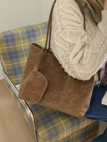 Grand Sac Cabas Pour Femmes En Cuir PU Rétro Sac À Bandoulière Avec Pochette Mode Bureau Navette Shopper