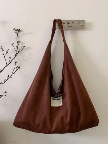 Borsa a Spalla da Donna di Grande Capacità Minimalista in Camoscio e Lana d'Agnello Tote per Autunno Inverno Pendolarismo Quotidiano