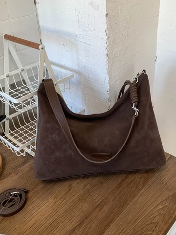 Borsa Hobo in Pelle PU Smerigliata da Donna di Grande Capacità Borsa a Tracolla Rétro Minimalista Texture Scamosciata Autunno Inverno