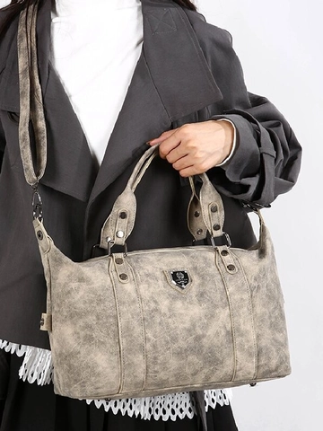 Bolso Boston Tote de Cuero PU Vintage para Mujer Gran Capacidad Retro Bolso de Hombro con Correa Ajustable Viaje Diario