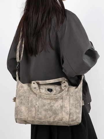 Bolso Boston Tote de Cuero PU Vintage para Mujer Gran Capacidad Retro Bolso de Hombro con Correa Ajustable Viaje Diario