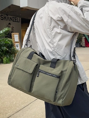 Borsa da Viaggio in Nylon di Grande Capacità per Donna Borsa Sportiva Casual da Palestra all'Aperto Con Tracolla Regolabile